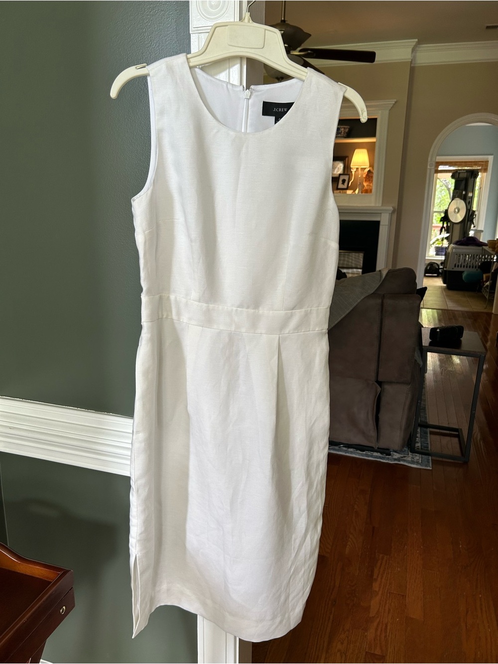 J. Crew White Sleeveless Midi Sheath Dress